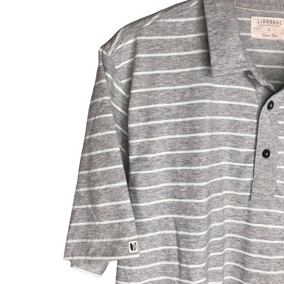 Linksoul Polo Shirt Cotton Performance Golf Shirt Brown Stripes Men’s Large - Picture 6 of 11